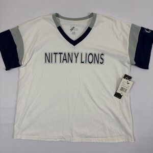 GIII Apparel Penn State Nittany Lions Rhinestone V-Neck T-Shirt Women's L NWT